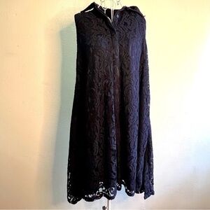Sharagano navy blue lace dress, sleeveless. Size 8. Lovely silhouette.Like new.